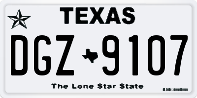 TX license plate DGZ9107