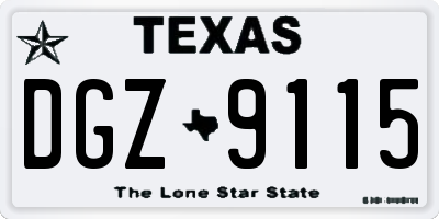 TX license plate DGZ9115