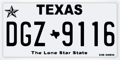 TX license plate DGZ9116