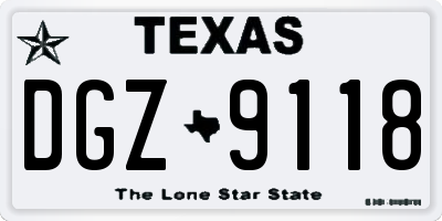 TX license plate DGZ9118