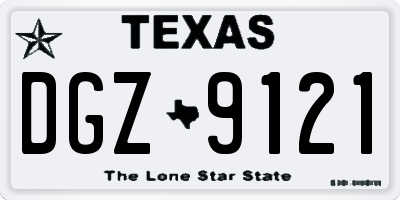 TX license plate DGZ9121