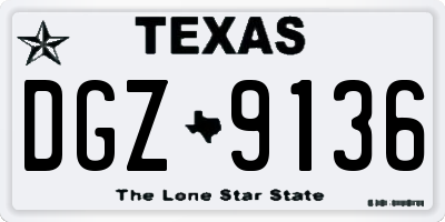 TX license plate DGZ9136