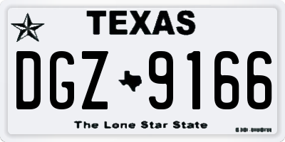 TX license plate DGZ9166