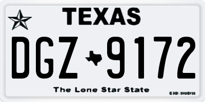 TX license plate DGZ9172