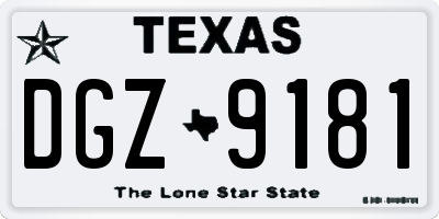 TX license plate DGZ9181