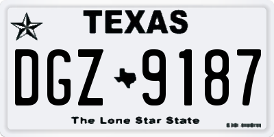 TX license plate DGZ9187