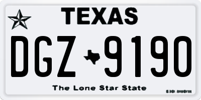 TX license plate DGZ9190