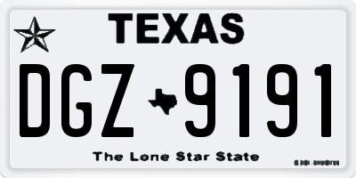 TX license plate DGZ9191