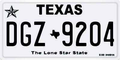 TX license plate DGZ9204