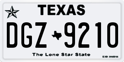 TX license plate DGZ9210