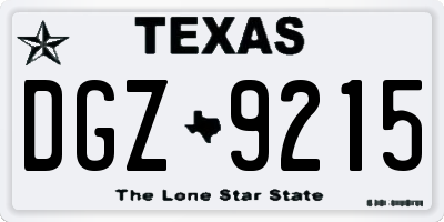 TX license plate DGZ9215