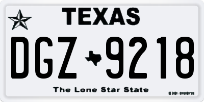 TX license plate DGZ9218