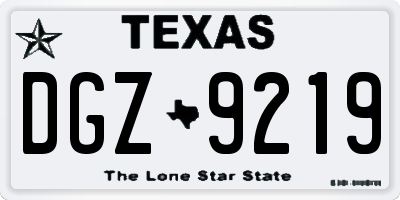 TX license plate DGZ9219