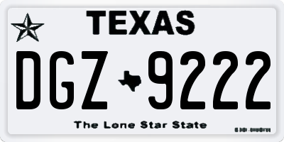 TX license plate DGZ9222
