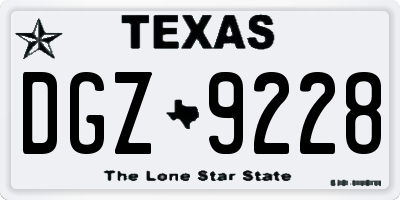 TX license plate DGZ9228