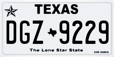 TX license plate DGZ9229