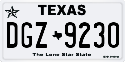 TX license plate DGZ9230