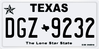 TX license plate DGZ9232