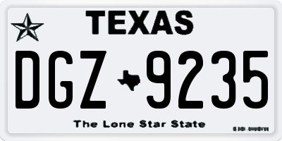 TX license plate DGZ9235