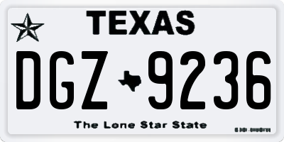 TX license plate DGZ9236