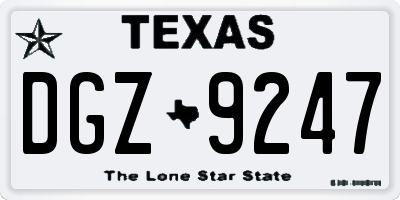 TX license plate DGZ9247