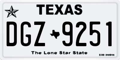 TX license plate DGZ9251