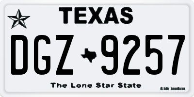 TX license plate DGZ9257