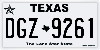 TX license plate DGZ9261