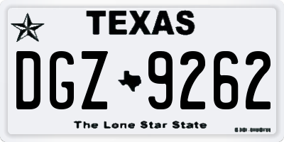 TX license plate DGZ9262