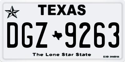 TX license plate DGZ9263