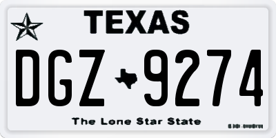 TX license plate DGZ9274