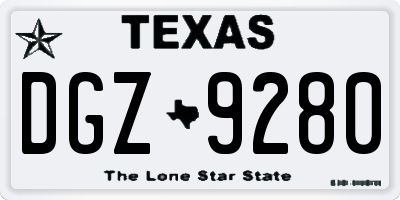 TX license plate DGZ9280