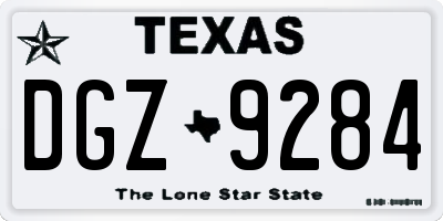 TX license plate DGZ9284