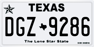 TX license plate DGZ9286