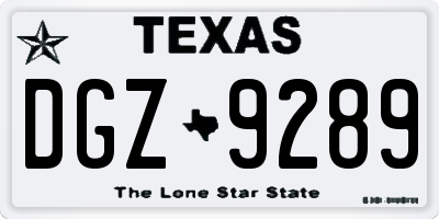 TX license plate DGZ9289