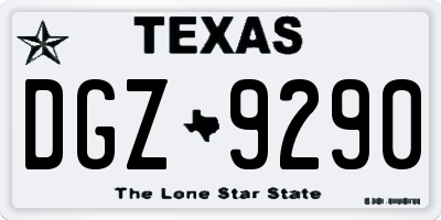 TX license plate DGZ9290