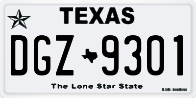 TX license plate DGZ9301