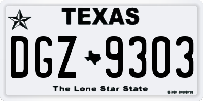 TX license plate DGZ9303