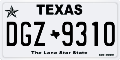 TX license plate DGZ9310