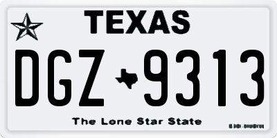 TX license plate DGZ9313