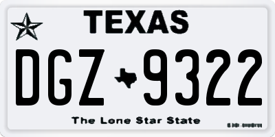 TX license plate DGZ9322