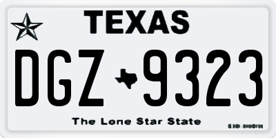 TX license plate DGZ9323