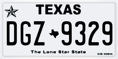TX license plate DGZ9329