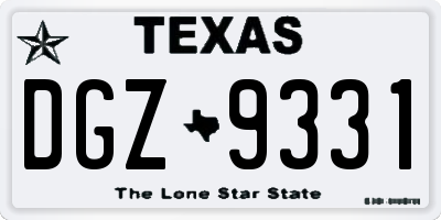TX license plate DGZ9331