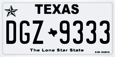TX license plate DGZ9333