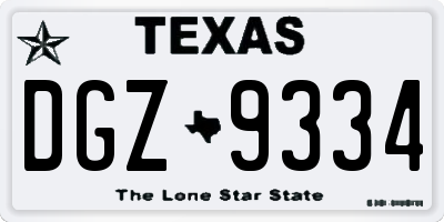 TX license plate DGZ9334