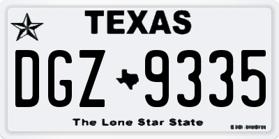 TX license plate DGZ9335