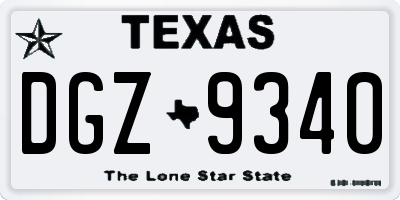 TX license plate DGZ9340