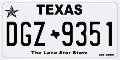 TX license plate DGZ9351