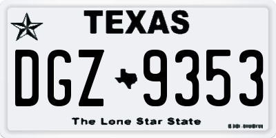 TX license plate DGZ9353